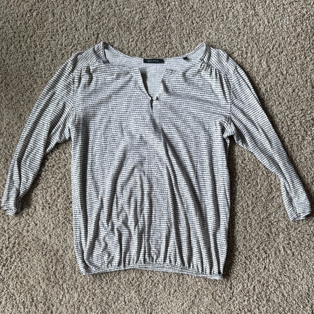 Gray Relaxed Ribbed Blouse